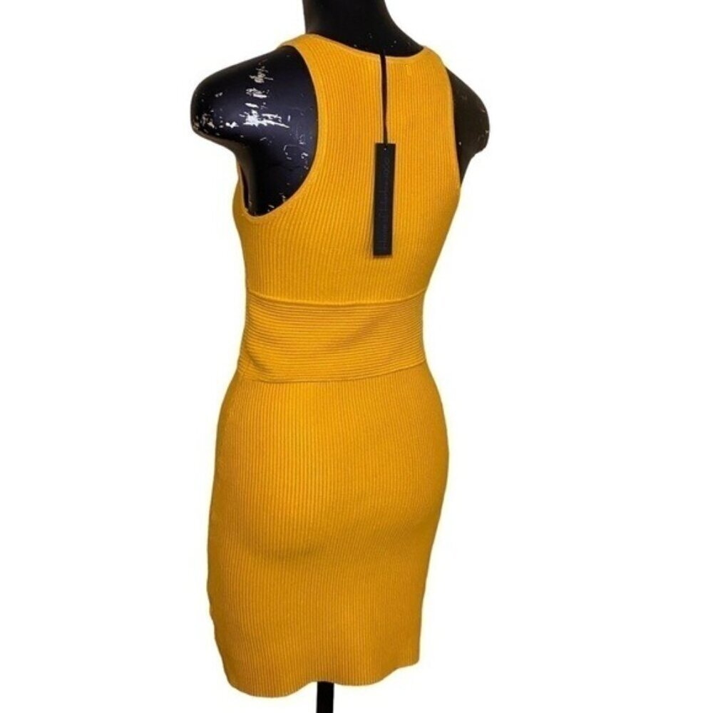 NEW House of Harlow Yellow Rib-knit Body-con Dress Size Small - Picture 4 of 7